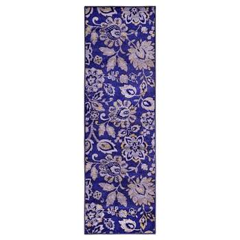 Traditional Bohemian Floral Non-Slip Indoor Runner or Area Rug by Blue Nile Mills