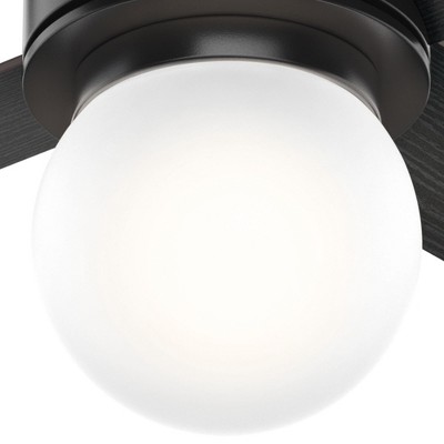 52" Matte Black Ceiling Fan with Globe Light and Wall Control