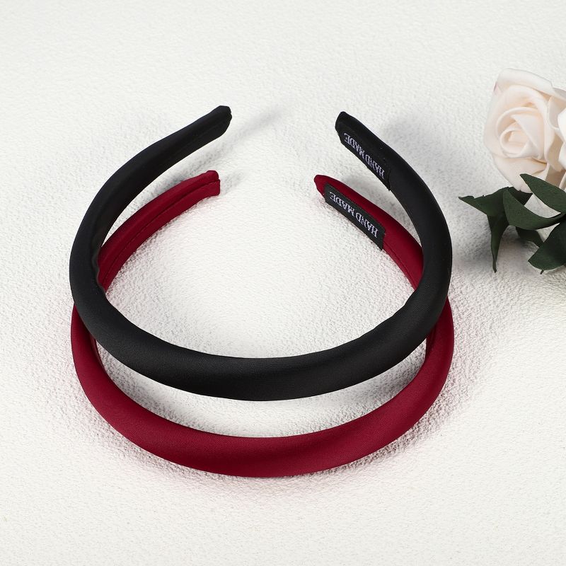 Unique Bargains Women's Anti Slip Fashion Solid Simple Silk Headbands 0.59" Wide 2 Pcs, 5 of 7
