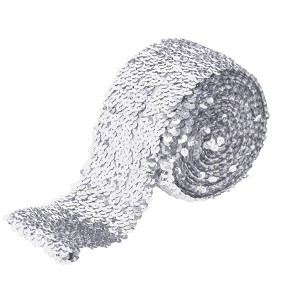 Alilang Elastic Sequin Trim, 3 Inch 8 Row Wide Flat Glitter Bling Fabric Paillette Sequin Ribbon, Metallic Sewing DIY Project, 5.5 Yards - 1 of 4
