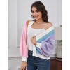 Women's Color Block Knit Cardigan Casual Open Front Long Sleeve Sweater - 2 of 4