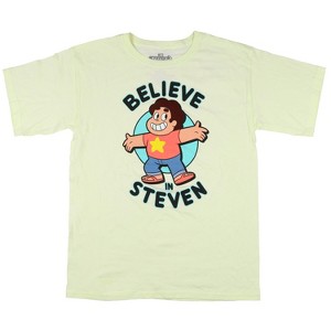 Seven Times Six Steven Universe Shirt Big Boy's Believe In Steven Short Sleeve Graphic Top Beige - 1 of 4