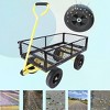 FURNIinspire Wheelbarrows And Lawn Carts Tools Cart Wagon Cart, Garden Cart Trucks With Solid Wheels And Yellow Handle, Black, 37“*19"*40" - 4 of 4