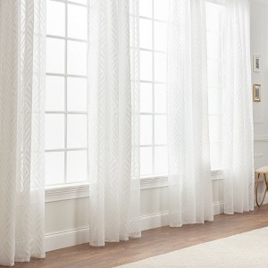 Chanasya 2pk Leaf Voile Sheer Window Curtain Panels - Set of 2 - 1 of 4