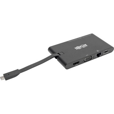 Tripp Lite USB C Docking Station HDMI VGA GbE PD Charging USB Hub 4K Black, USB-C, USB Type-C - for Notebook/Tablet PC/Desktop PC/Smartphone - 100 W