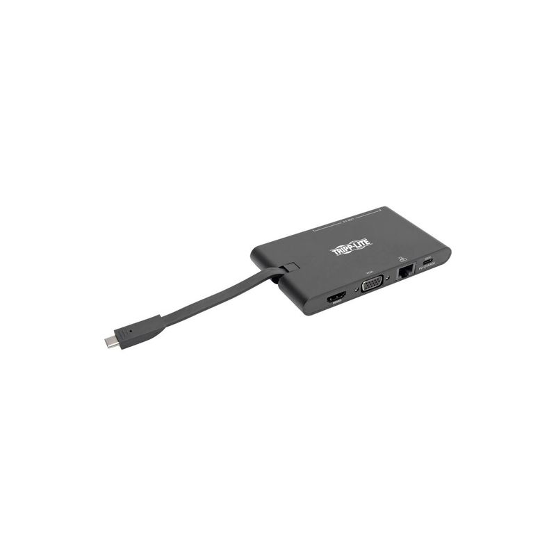Tripp Lite USB C Docking Station HDMI VGA GbE PD Charging USB Hub 4K Black, USB-C, USB Type-C - for Notebook/Tablet PC/Desktop PC/Smartphone - 100 W, 1 of 7
