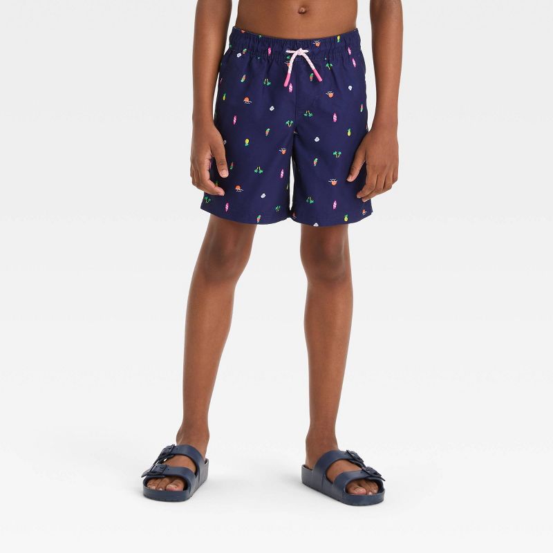 Boys&#39; Shapes Printed Swim Shorts - Cat &#38; Jack&#8482; Blue, 1 of 5