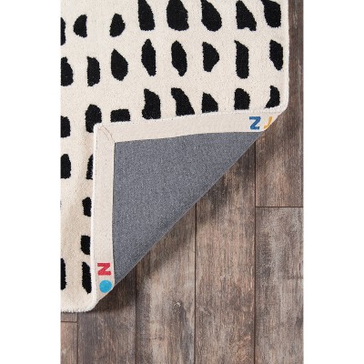 Ivory and Black Geometric Wool Runner Rug 2'3" x 8'