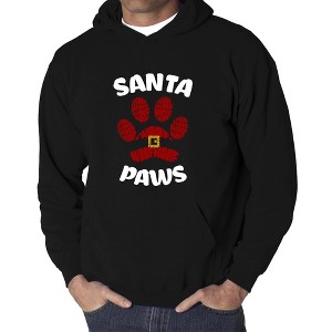LA Pop Art Santa Paws - Men's Word Art Hooded Sweatshirt - 1 of 4