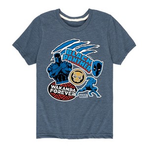 Boys' - Marvel - Black Panther Wakanda Forever Stickers Short Sleeve Graphic T-Shirt - 1 of 4