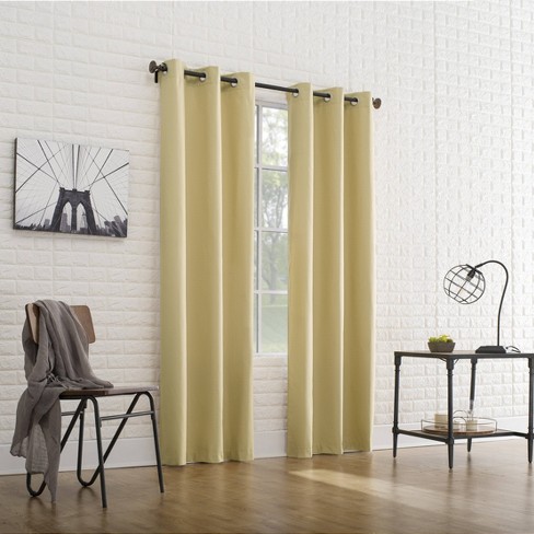 Sun Zero Cooper Botanical Print Thermal Insulated Room Darkening Grommet Curtain Panel 40 X 95 Linen 