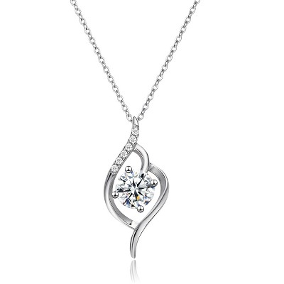 Molenia Moissanite Necklaces for Women, 0.5-1ct D VVS1 Sterling Silver 18k White Gold Plated Lab Moissanite Pendant Jewelry, Anniversary Birthday Gift