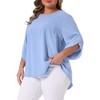 Agnes Orinda Women's Plus Size Swiss Dots Round Neck Petal Sleeve Casual Summer Blouse - 2 of 4