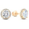 Pompeii3 2 1/5 Ct Diamond Halo Screw Back Studs 10k Yellow Gold Moissanite - 2 of 4