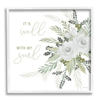 Stupell Industries It Is Well With My Soul White Roses Framed Giclee