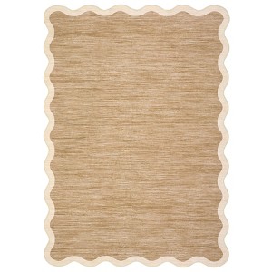 Modern Scalloped Living Room Rugs, Washable Solid Soft Bedroom Carpet Non Slip, Indoor Contemporary Home Decor Rugs - 1 of 4