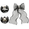 INSPIRE CHIC Women's Bow Brooch Clip Sheer Mesh Rhinestone Alloy Suitable for Uniform - 3 of 4
