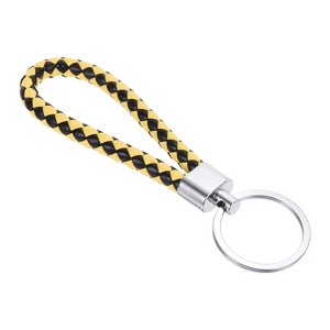 Unique Bargains Braided Leather Car Wallet Keychain with Stainless Steel Key Ring - 1 of 3