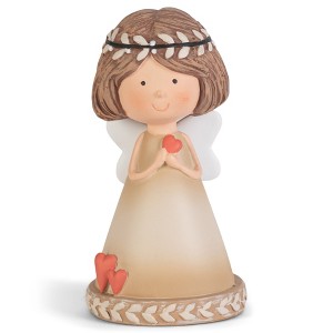 Dicksons Shaded Coffee Brown Angel with Heart 3 inch Resin Decorative Tabletop Figurine - 1 of 2