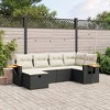 vidaXL 6 Piece Patio Sofa Set with Cushions Black and Cream Poly Rattan - Without Storage, 6 Pieces - 2 of 4