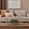 mDesign Long Metal and Glass Top Rectangular Coffee Accent Table - Clear/Chrome - 2 of 4