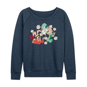 Women's - Disney - Alice in Wonderland Lightweight French Terry Wide Neck Long Sleeve Shirt - 1 of 4