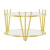 Dolonm Modern Luxury Gold End Table for Living Room, Round 8mm Black Tempered Glass Sofa Side Table - 2 of 4
