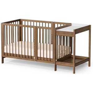 JOYMOR 8 in 1 Convertible Crib with Changer, Include 2” Mattress, Converts to Bassinet, Mid Crib, Full Size Crib, Daybed,Toddler Bed and Playard - 1 of 4