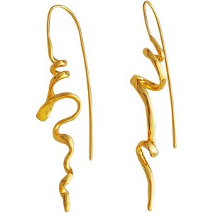 Silver Gold Earrings for Women Trendy Spiral Threader Earrings Silver Dangle Drop Earrings Hypoallergenic 14k Gold Unique Earrings Women Twist Simple - 1 of 4