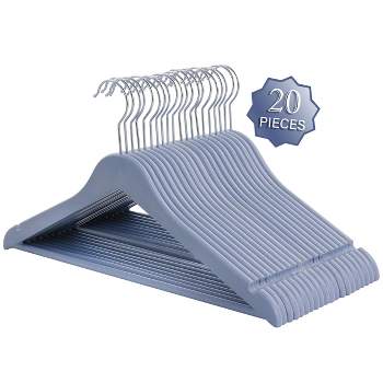 Elama Home 50 Piece Set of Velvet Slim Profile Clothes Hangers with  Stainless Steel Swivel Hooks in Blue