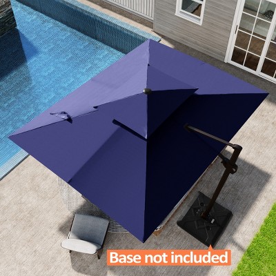 Pellebant 9'X10.5' Double Top Cantilever Umbrella Outdoor 360° Rotation 6 Heights Adjustable Offset Umbrella with Metal Pole Cantilever Patio Umbrella