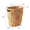 Aoibox Wicker Trash Can with Built-in Handle, Hand-Woven Water Hyacinth Waste Basket for Bathroom, Bedroom, Office, Boho Decor, 1 Pack - 3 of 4