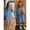 Imily Bela Womens Denim Shirt Dress Collared V Neck Mini Casual Jean Dresses with Pockets - 4 of 4