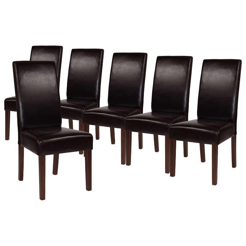 Merrick Lane Mid-Century Panel Back Parsons Accent Dining Chair - Set of 6, 1 of 14