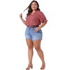 Agnes Orinda Women's Plus Size Summer Floral V Neck Ruffle Puff Short Sleeve Casual Blouse - 3 of 4