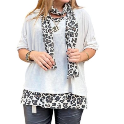 Women's Leopard Layered Crochet Top - Venti6