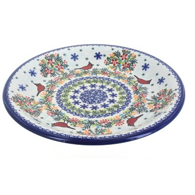 Blue Rose Polish Pottery Winter Cardinal Dinner Plate