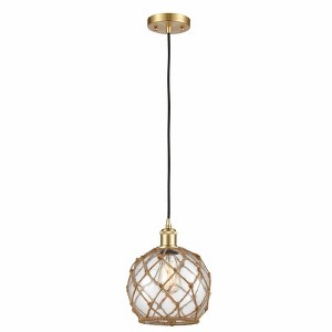 Farmhouse Rope - 1 Light Cord Hung Mini Pendant In Industrial Style-10 Inches Tall and 8 Inches Wide - 1 of 1