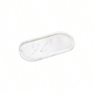 Marble White Resin Oval Vanity Tray for Bathroom, Kitchen, Perfume, Candles, Soap, Towel, Small Plant Home Decor - 1 of 4