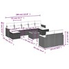 vidaXL 10 Piece Patio Sofa Set with Cushions Black Poly Rattan - Black and Cream With Table - 3 of 4
