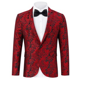 Clearlove Tuxedo Jackets One Button Slim Fit Formal Suits Blazer with Bow Tie Formal Blazer - 1 of 4