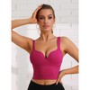 Allegra K Women's Wire-Free Integrated Cup Sports Push-Up Ribbed Longline Camisoles - 4 of 4
