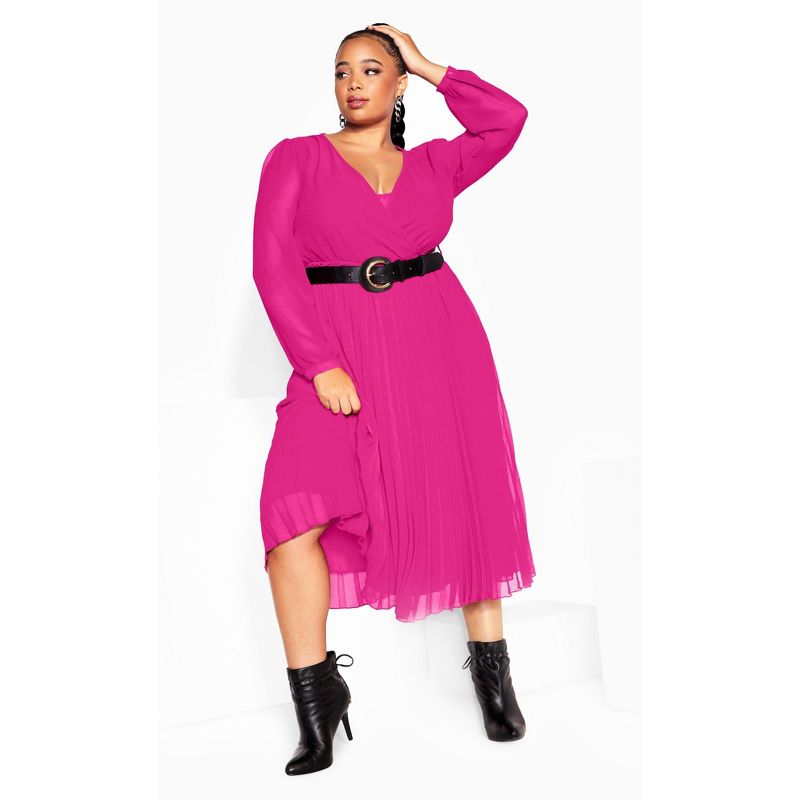 Women's Plus Size Precious Pleat Dress - sangria | CITY CHIC, 2 of 7