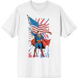Superman DC Comic Superhero American Flag Mens White Graphic Tee
