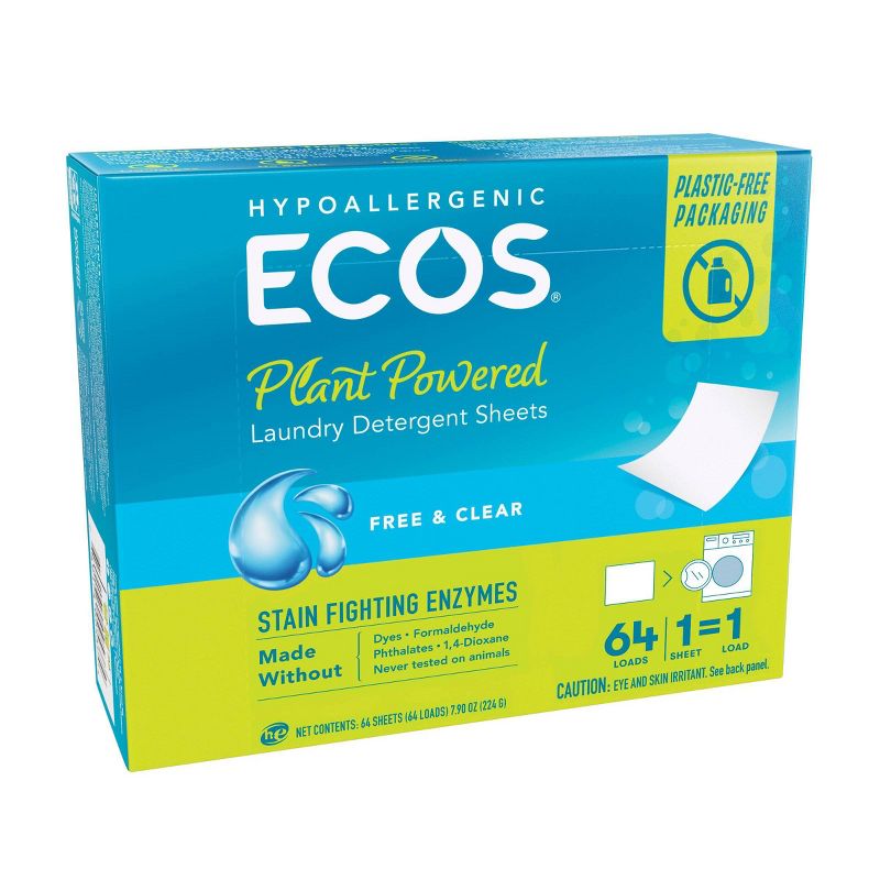 ECOS Plastic-Free Laundry Detergent Sheets - 7.9oz/64 Loads, 5 of 12