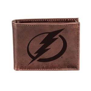 Evergreen NHL Tampa Bay Lightning Brown Leather Bifold Wallet Officially Licensed with Gift Box - 1 of 1
