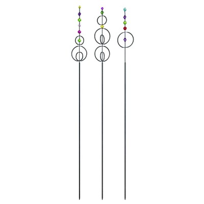 Transpac Iron Kinetic Rainbow Yard Stake Set of 3 Decorative Metal Garden Stakes for Outdoor Use and Gift Giving