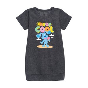 Girls' - Blue's Clues & You! - Keep Cool Graphic Short Sleeve Fleece Dress - 1 of 2