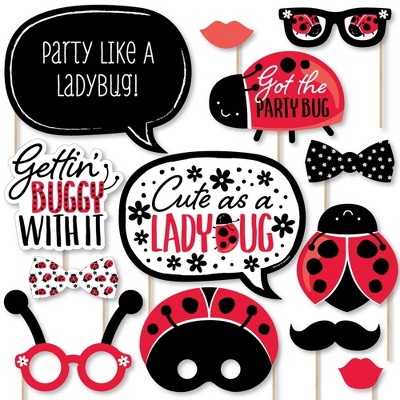 Big Dot of Happiness Happy Little Ladybug - Baby Shower or Birthday Party Photo Booth Props Kit - 20 Count