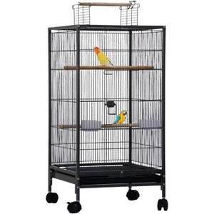40-Inch Wrought Iron Bird Cage with Rolling Stand, Open-Top Play Parrot Cage for Parakeets, Cockatiels, Conures, Lovebirds, Finches & Canaries - 1 of 4